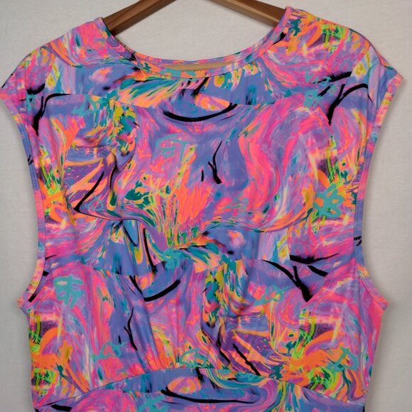 Lisa Blue Call Of The Whale Dress AUS UK 14 US 10 Beach Ruffle Psychedelic Swirl - Picture 3 of 16